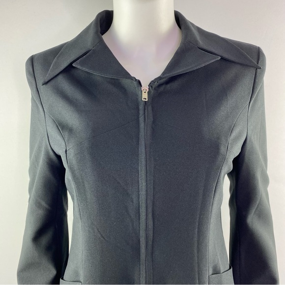 Vintage Lili Crepon Paris Size S Black Long Sleeve Collared Zip Up Jacket - Picture 3 of 8